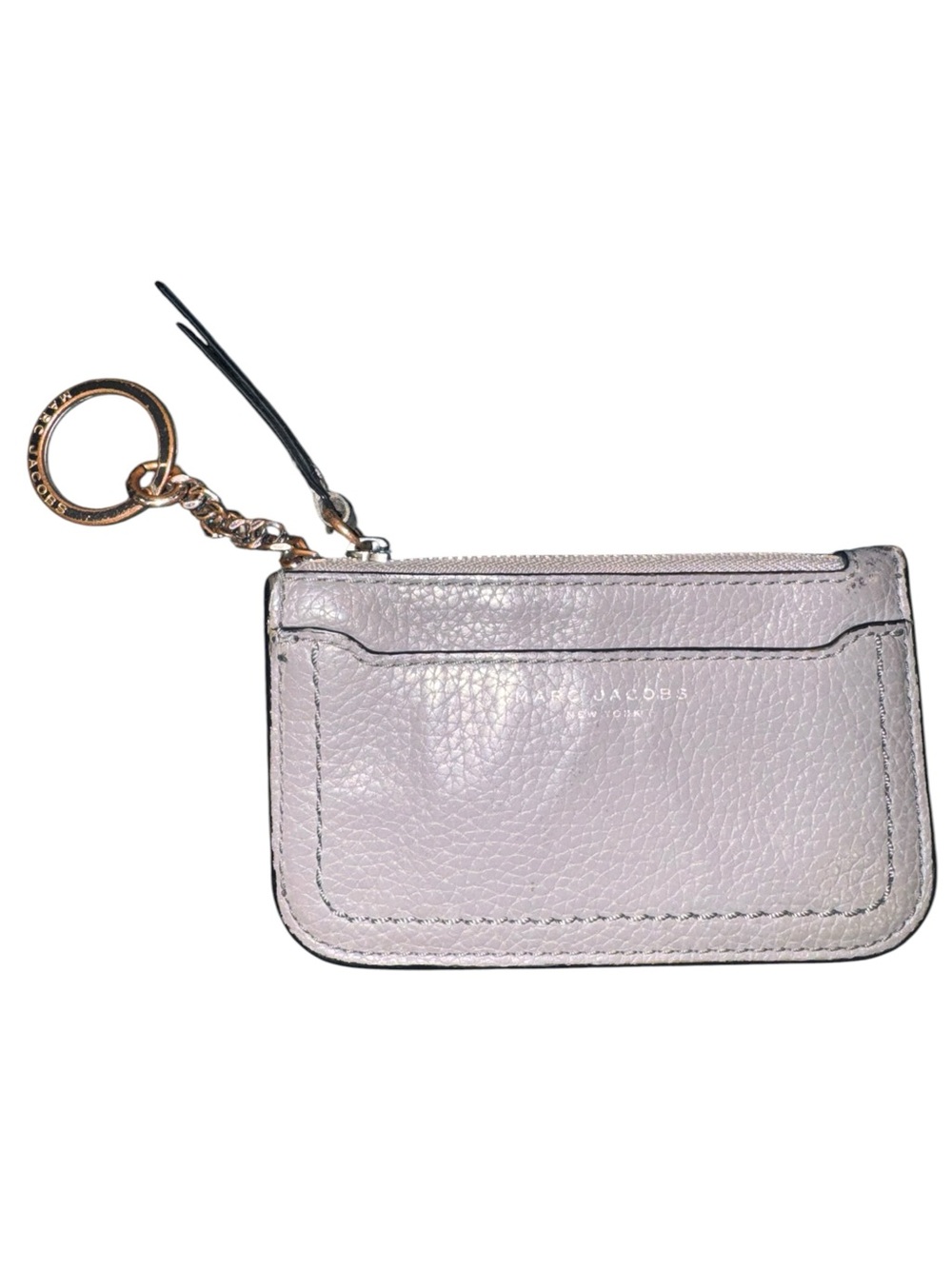 Marc Jacobs grey Leather Zip Card Case Keychain